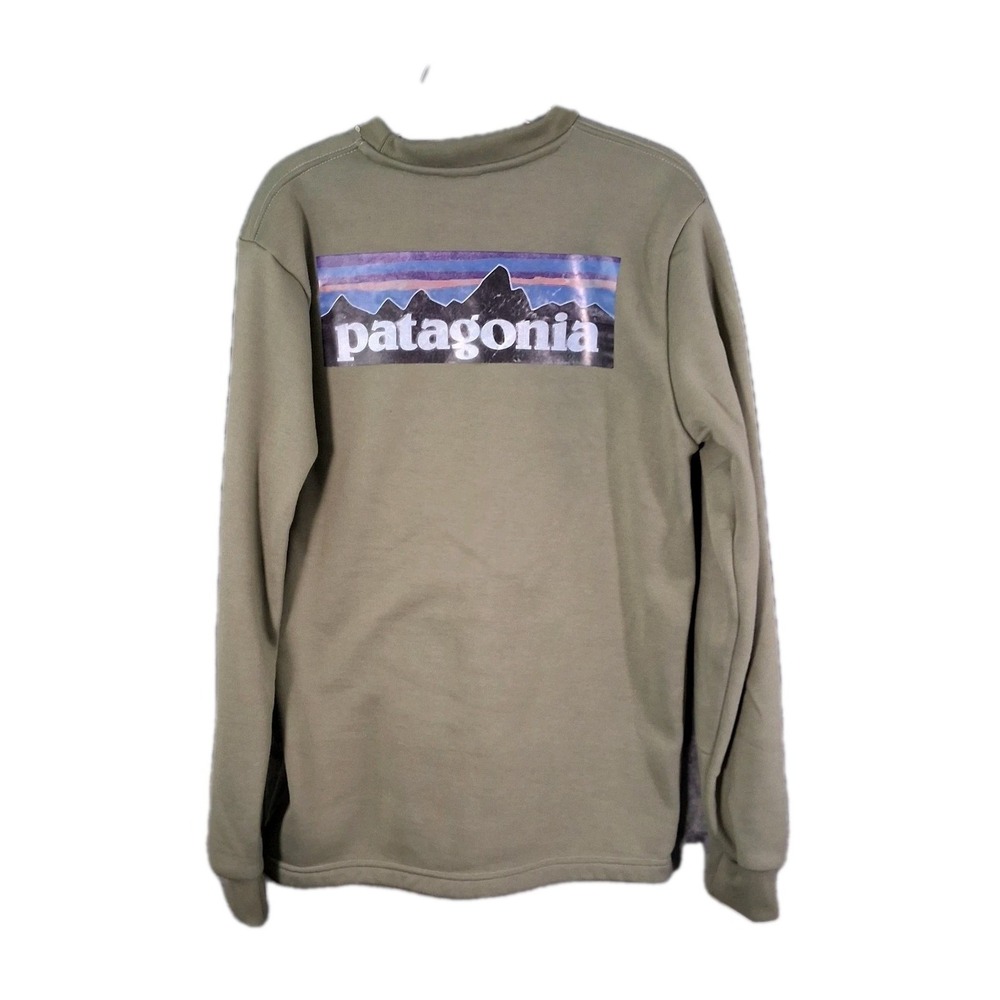 Patagonia Organic Cotton Logo Crewneck Sweatshirt Green Men's Size Medium Unisex